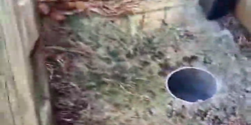 Mand hører en mærkelig lyd fra afløbsrør: Da han kommer tættere på, løber han straks til sin bil