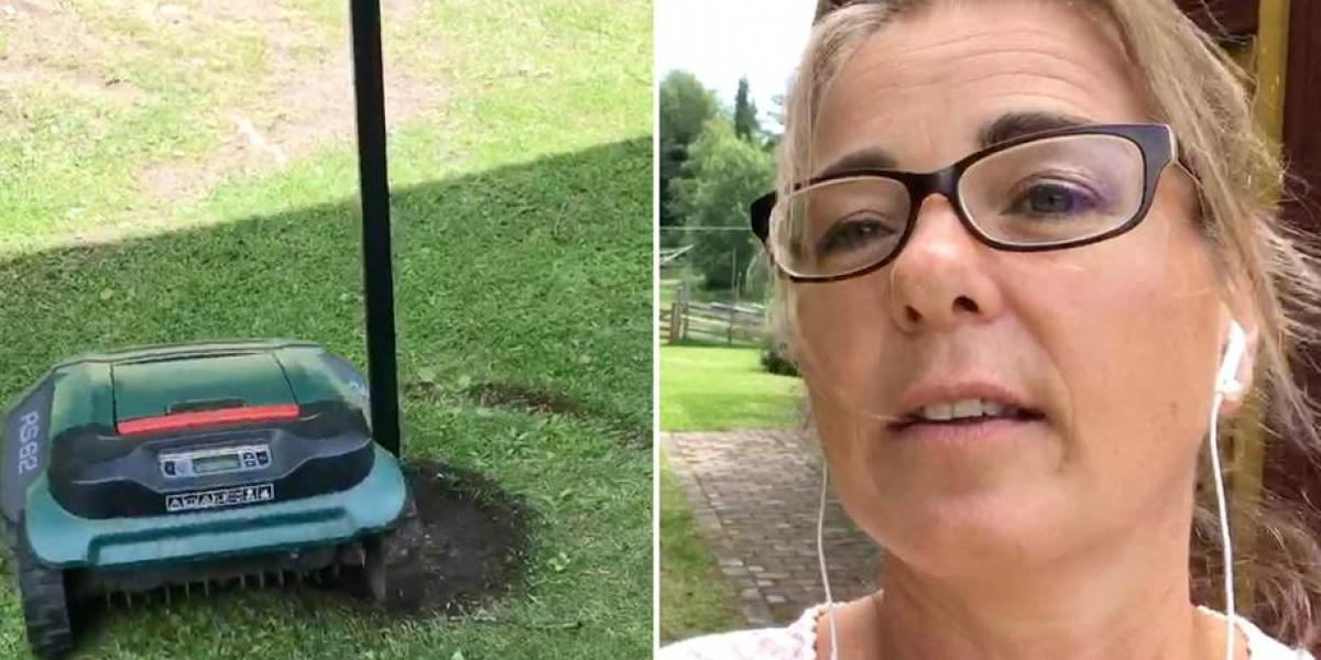 Anna blev træt af sin ulydige robotplæneklipper – nu får hendes video hele internettet til at grine