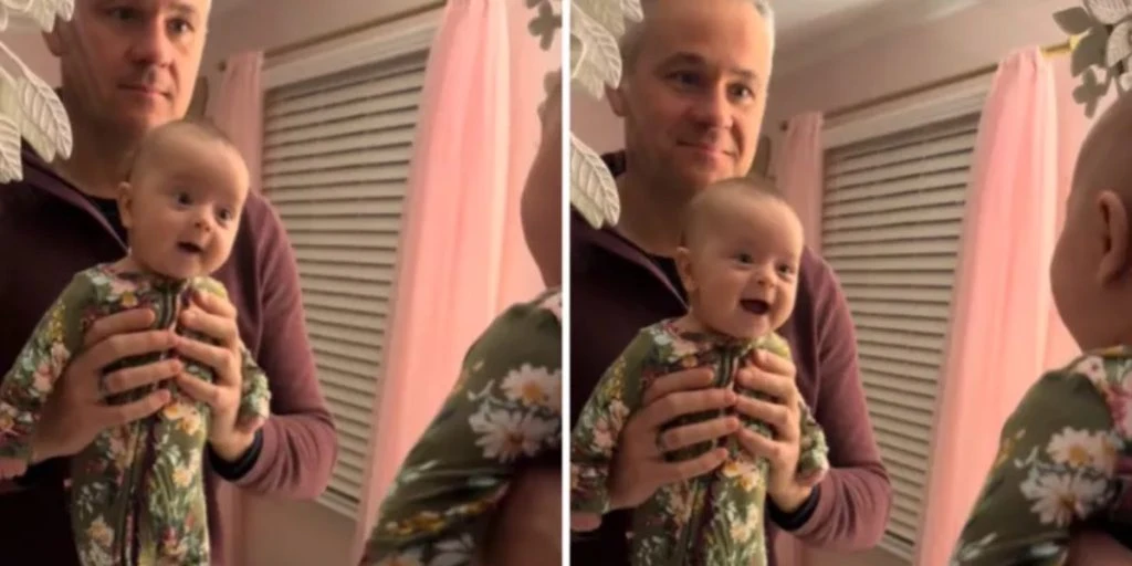 4 måneder gammel baby ser eget spejlbillede for første gang: Far forventede slet ikke den reaktion
