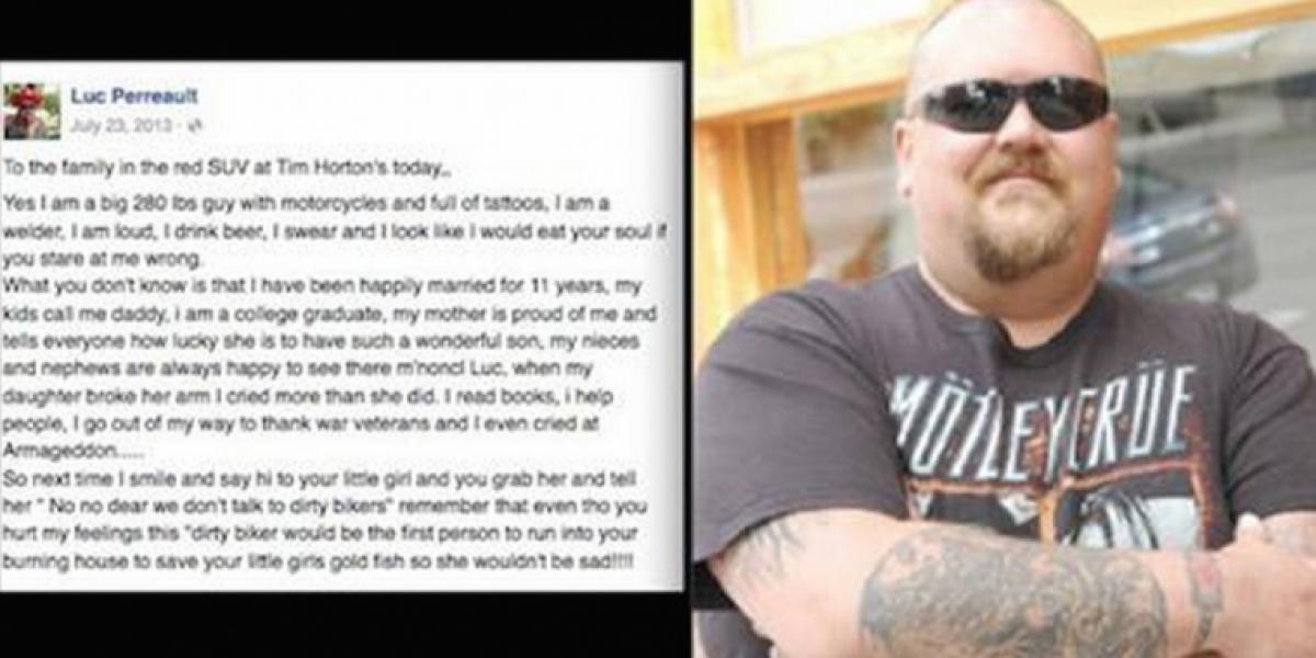 Mor siger til sin datter, at hun ikke skal hilse på den ‘beskidte biker’ – hans svar er genialt