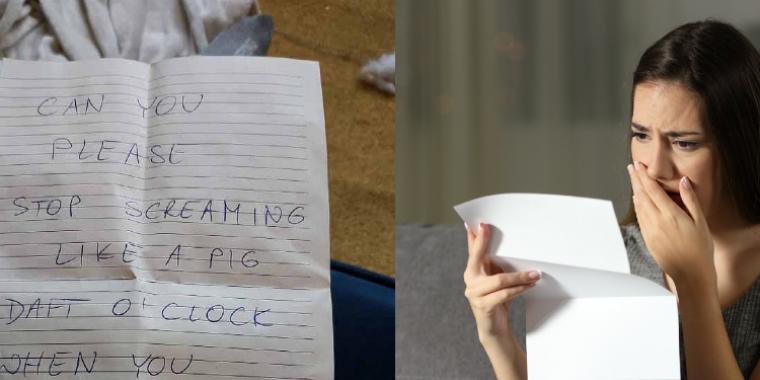 Kvinde modtager seddel fra sur nabo: “Stop med at skrige som en gris, når du knalder”