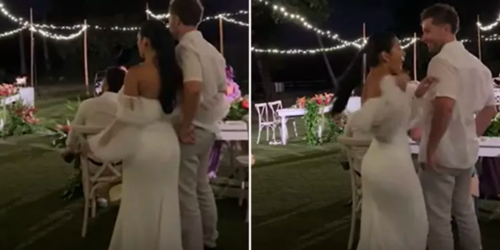 Brud nyder romantisk stund med ‘brudgom’: Da hun kigger op, får hun et chok