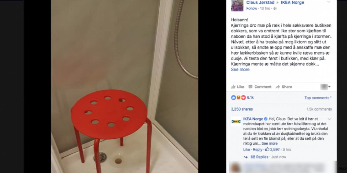 Claus’ klunker sad fast i rød IKEA-stol: Hans anmeldelse tog nettet med storm