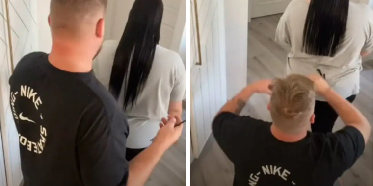 Mand hjælper sin kone med klipning: Folk er vilde med resultatet