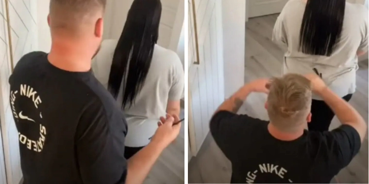 Mand hjælper sin kone med klipning: Folk er vilde med resultatet