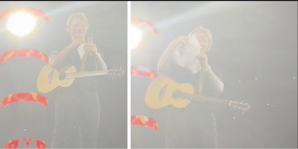 Ed Sheeran får kastet papir op på scenen: Da han læser højt fra brevet, begynder publikum at græde