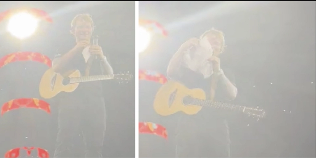 Ed Sheeran får kastet papir op på scenen: Da han læser højt fra brevet, begynder publikum at græde