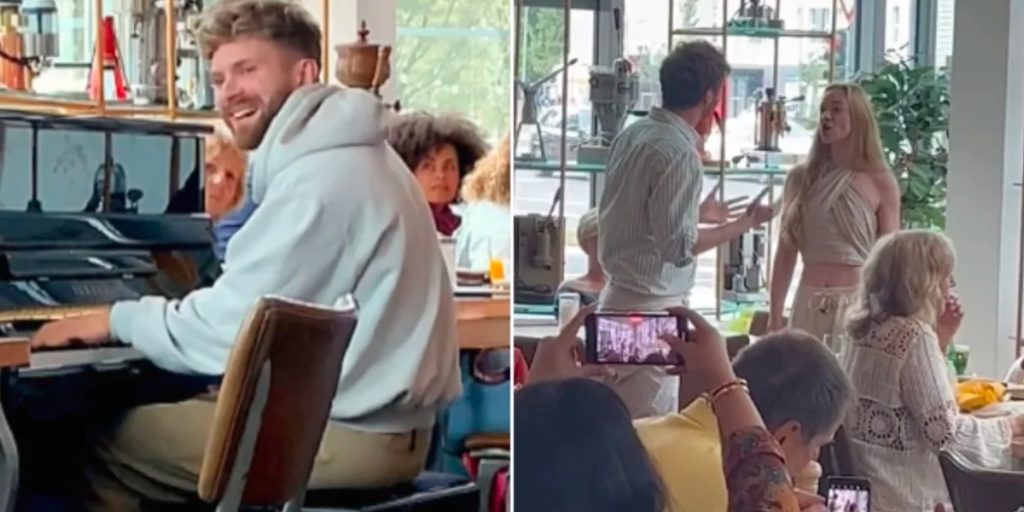 Emil begynder at spille klaver i fyldt café: Få sekunder efter sker der noget magisk