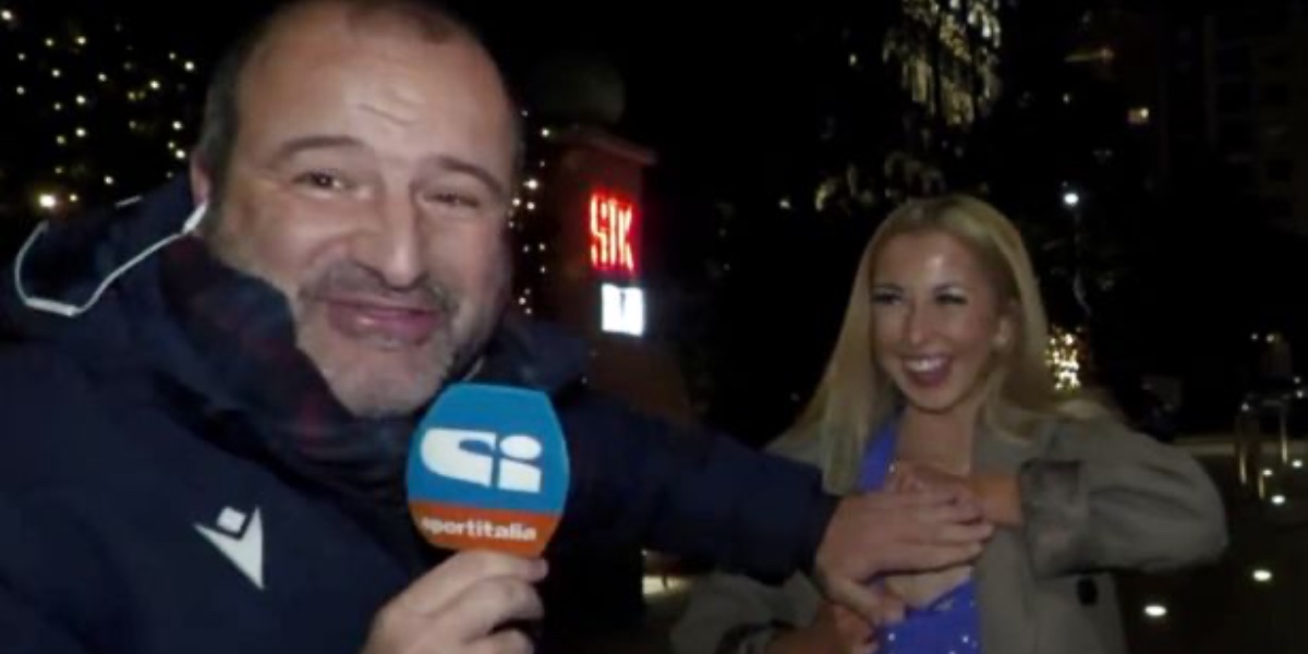 Kvinde afbryder journalist på direkte tv: Pludselig trækker hun ned i kjolen