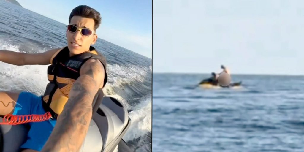 Influencer sejlede rundt på havet: Pludselig fik han øje på par ‘i fuld gang’ på jetski