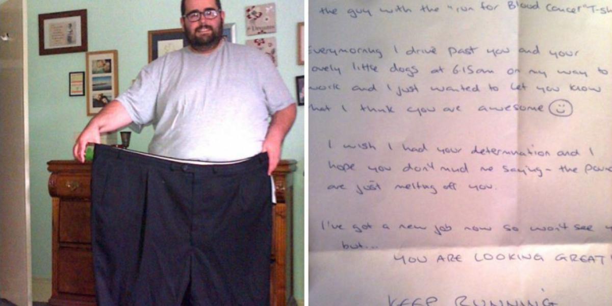 136 kg tunge Jonathan løb sin sædvanlige morgenrute: Så opdagede han en besked møntet til ham