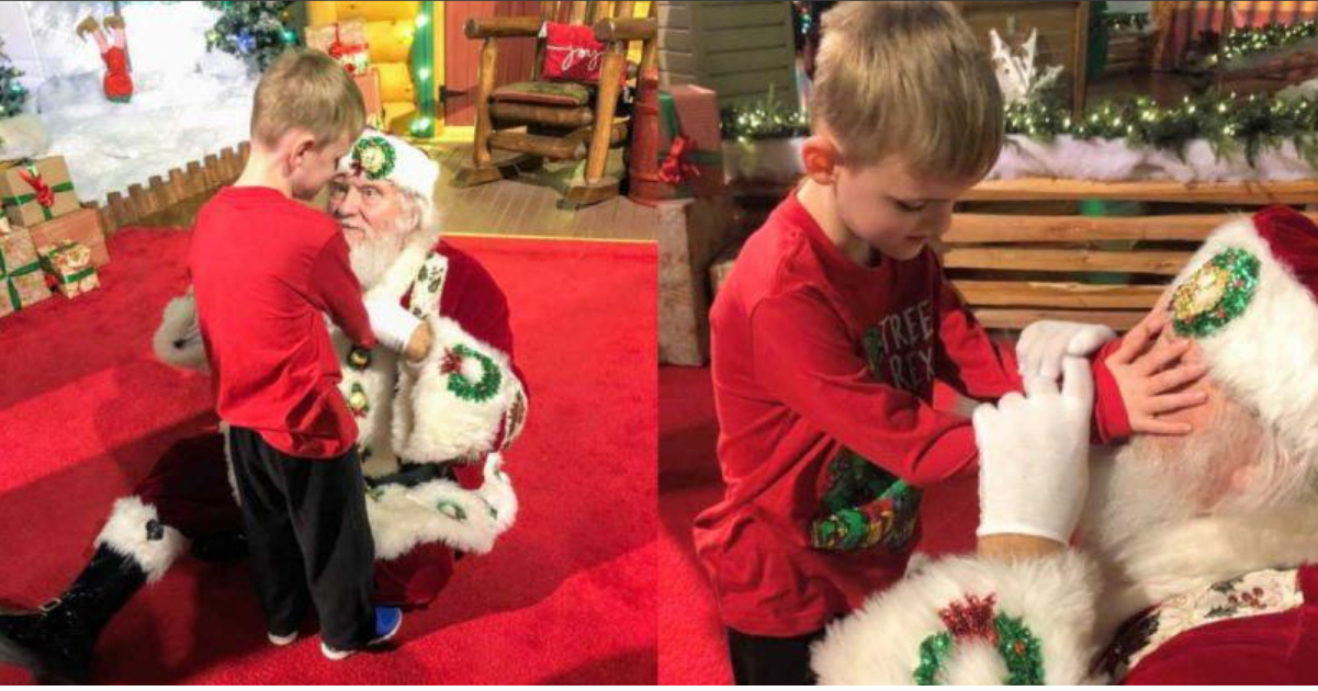 Da den blinde og autistiske dreng skal møde julemanden, gør julemanden noget uventet