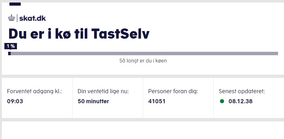 Kæmpe kø til årsopgørelsen på Skats hjemmeside