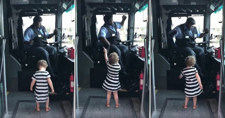Den lille pige er i færd med at stå af bussen – men så buschaufførens rørende reaktion