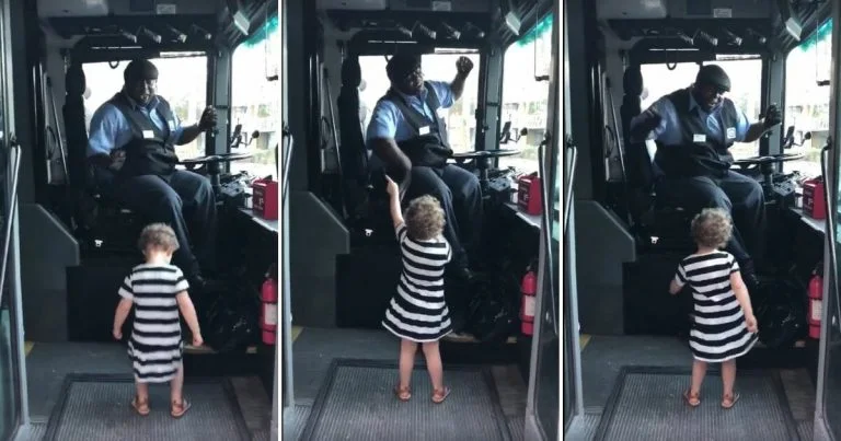 Den lille pige er i færd med at stå af bussen – men så buschaufførens rørende reaktion