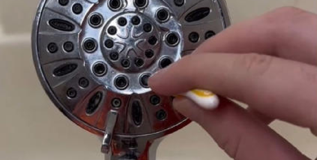 Han putter rengøringsbørsten ind i brusehovedet – få sekunder senere kan folk ikke tro deres egne øjne