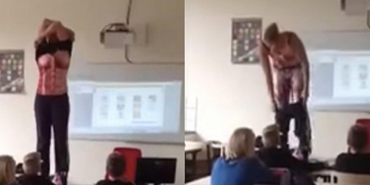 Lærerinde smider tøjet foran sine elever, men der er en god grund