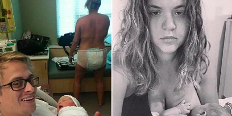 Amanda er nybagt mor og deler modigt foto efter fødsel: Dette er moderskab