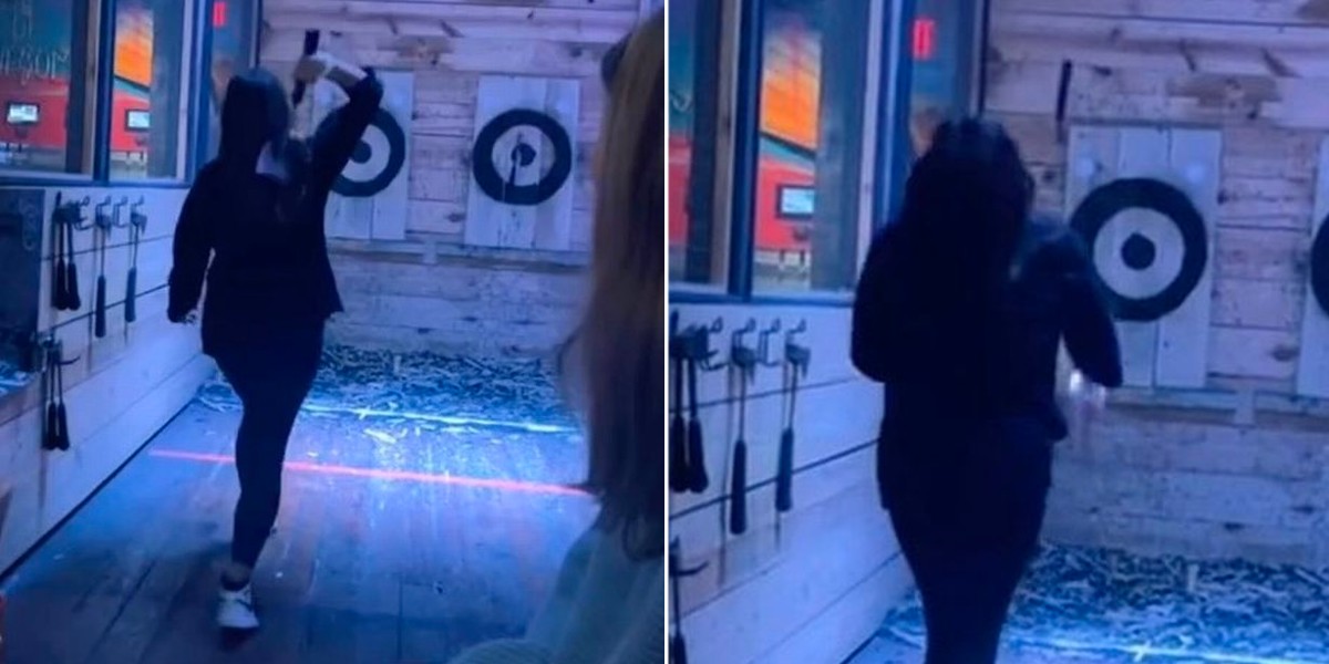 Hun kaster øksen efter skiven: Kort efter er det tæt på at gå helt galt