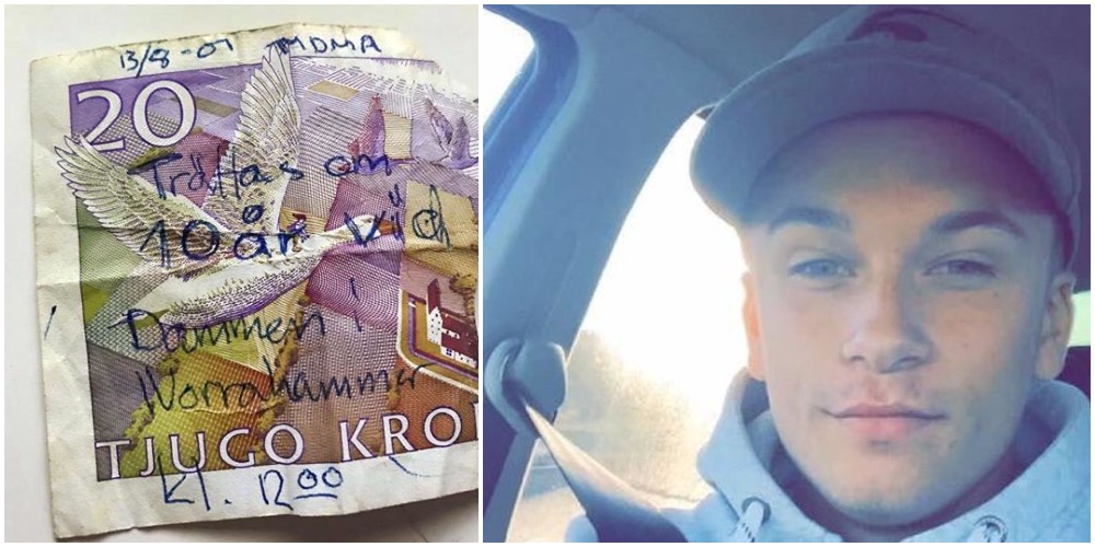 Oliver fandt mystisk besked på itureven pengeseddel: Fik en stor overraskelse, da han skulle møde sedlens ejermand