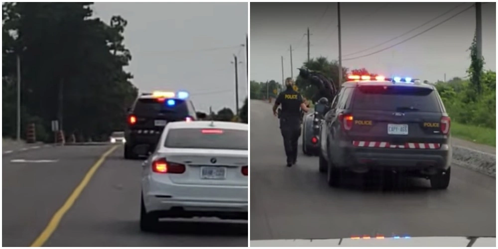 Bilist filmer politiet stoppe en fartsynder: Bliver mundlam da han opdager, hvem der kører bilen