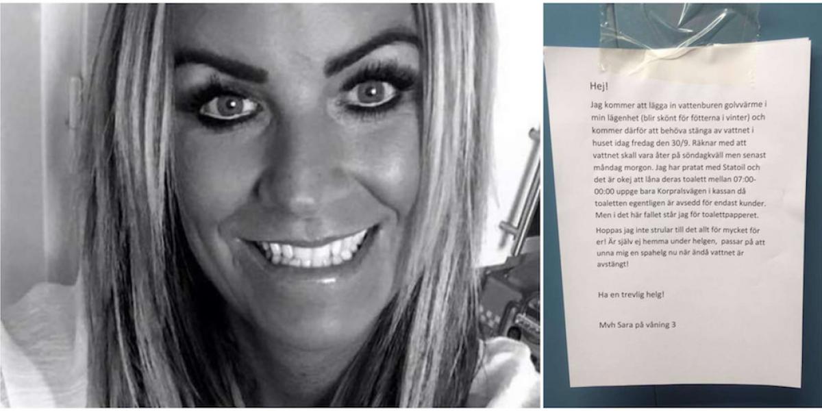 Sara satte besked op i opgangen – skabte ramaskrig blandt naboer