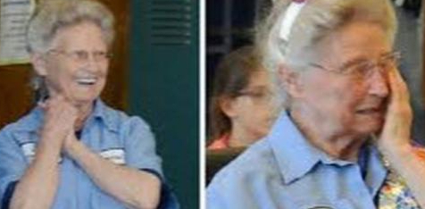 77-årig pedel havde aldrig fejret sin fødselsdag: Bliver efterladt overvældet, da hun ser, hvad skolen har gjort