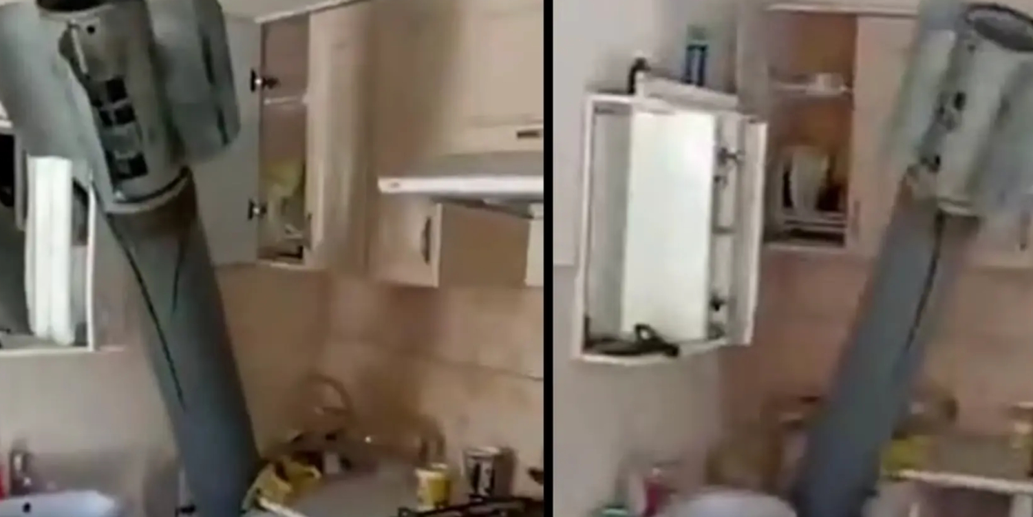 Vanvittig video viser russisk missil i ukrainers køkkenvask