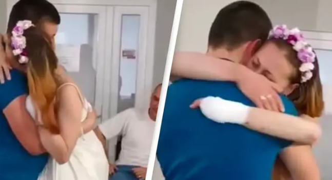 Hun trådte på en russisk landmine: Ukrainsk sygeplejerske danser til sit bryllup efter at have mistet benene