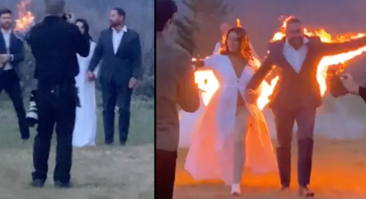 Vanvittig video: Der gik ild i brudeparret