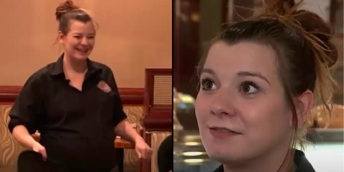 Gravid servitrice betjener politibetjent: Får et chok, da hun ser, hvad han efterlader
