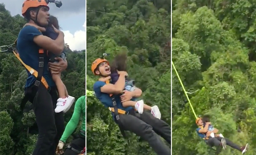 Far forarger med hårrejsende video: Bungeejumper fra bro med 2-årig datter