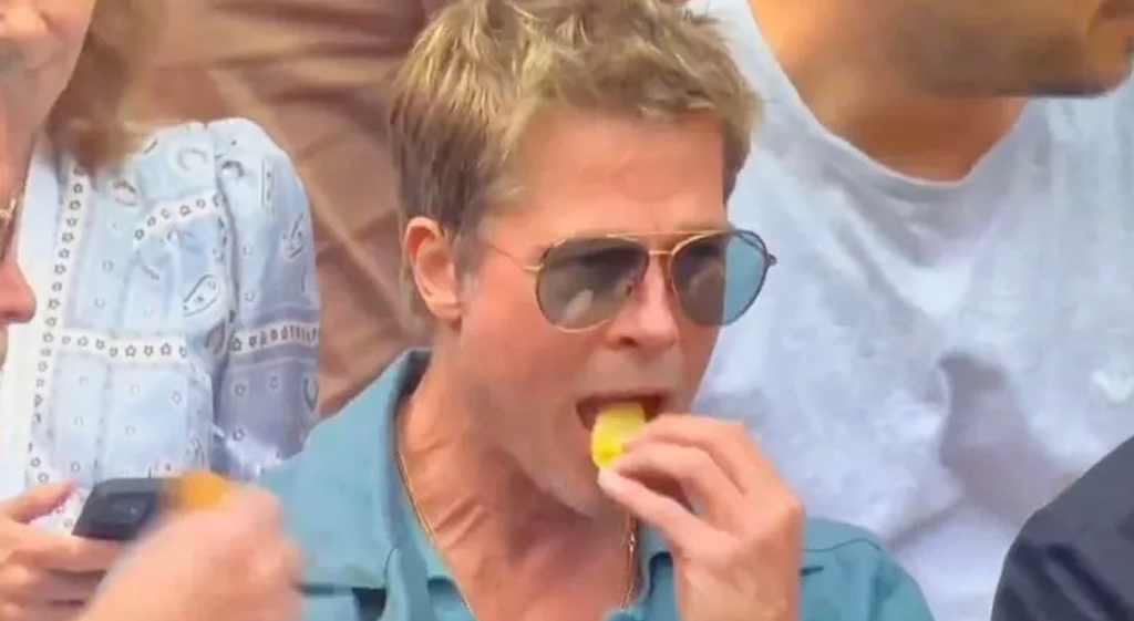 Chips-spisende Brad Pitt stjal opmærksomheden under Wimbledon-finalen