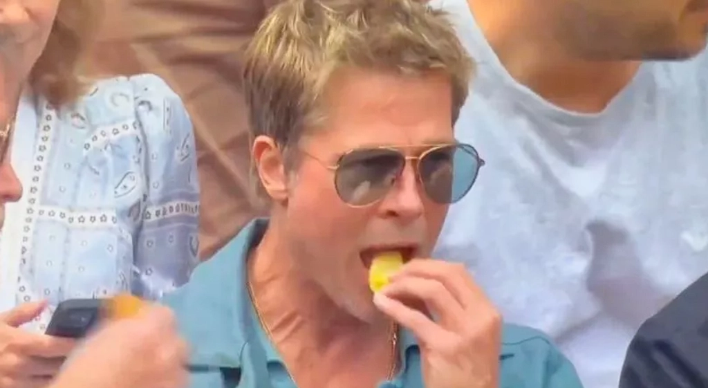 Chips-spisende Brad Pitt stjal opmærksomheden under Wimbledon-finalen
