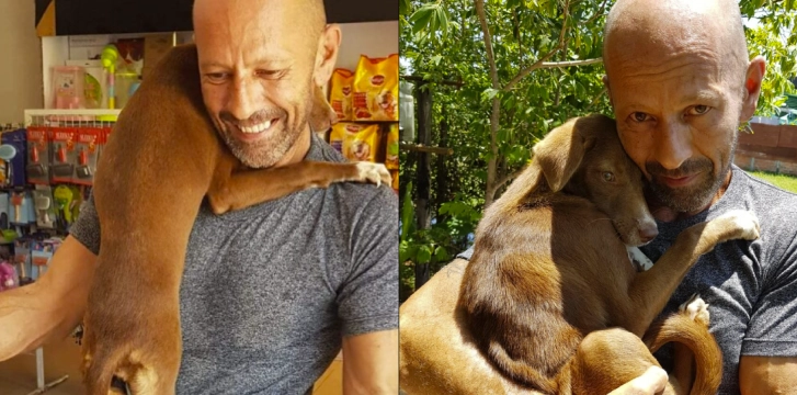 Michael reddede bange hund fra frygtelig skæbne: Efterfølgende vil hunden ikke give slip