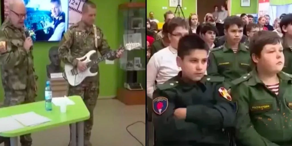 Russiske soldater optræder med sang om ‘udrensning’ i Ukraine foran skolebørn