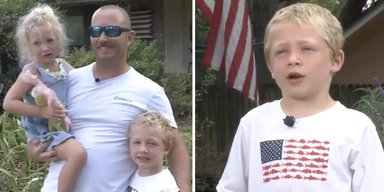 7-årig dreng svømmede i en time: Nu hyldes han som en helt