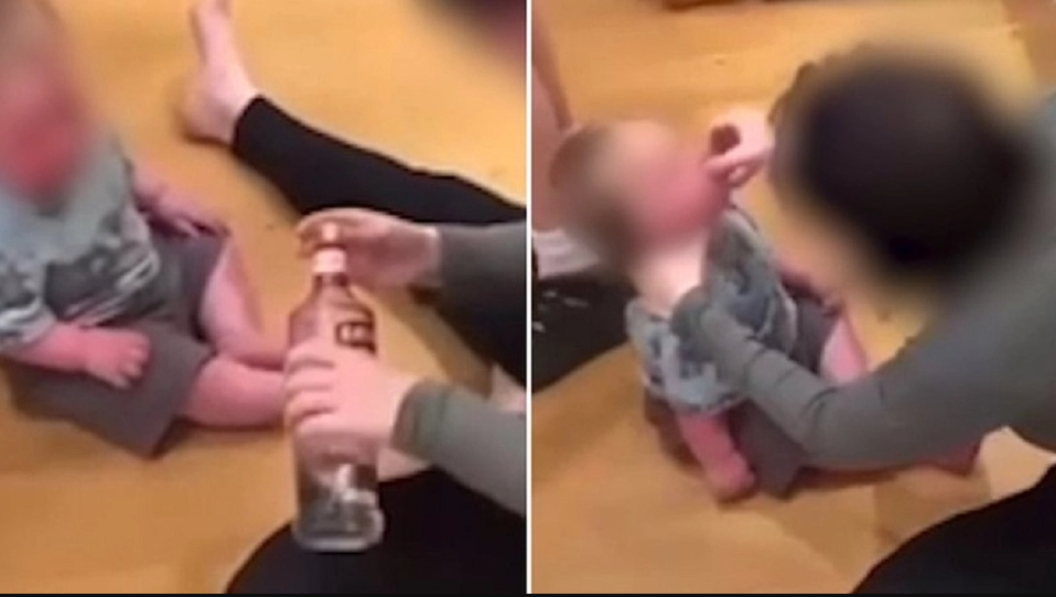 Chokvideo: Mor giver vodka-shot til sin baby